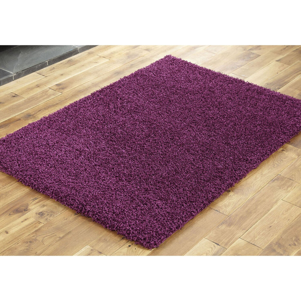 (40x60cm) LIVING ROOM THICK LARGE SHAGGY RUGS AUBERGINE PURPLE HALLWAY RUNNER RUG