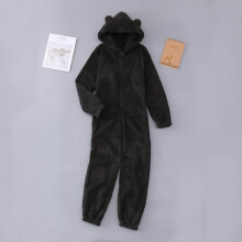 (Black, 2 Years) Girls Boys Winter Long Sleeve Onesie Pajamas Plush Jumpsuit Children Winter Zipper Pajamas Ashion Solid Color Romper Homewear