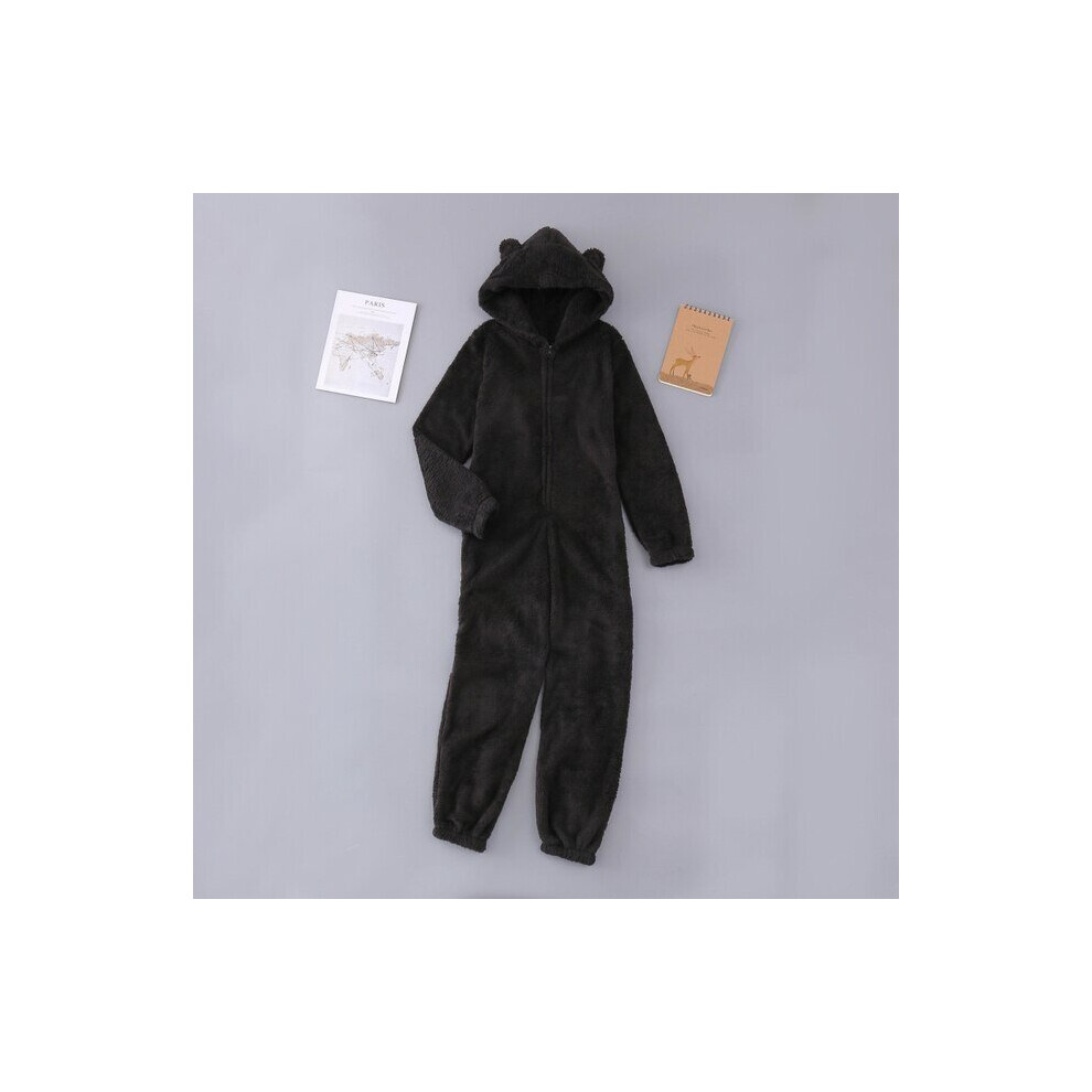 (Black, 2 Years) Girls Boys Winter Long Sleeve Onesie Pajamas Plush Jumpsuit Children Winter Zipper Pajamas Ashion Solid Color Romper Homewear
