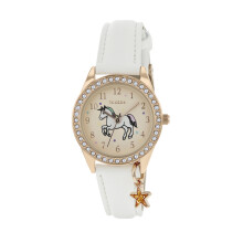 Tikkers Girls White PU Strap Unicorn Stone Set Case Watch TK0171