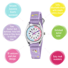 Tikkers Girls Purple Nylon / PU / Silicone Rip Strap Unicorn Watch TK0148