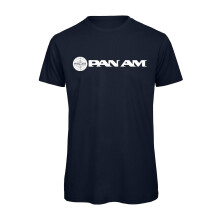 (Navy, L) Retro Pan-Am Inspired Airline Graphic 100% Organic Very High Quality T-shirt, Gift Boxed  Perfect Christmas, Birthday Gift