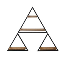 Set of 3 triangle floating wall mounted shelf Black metal wire G0483