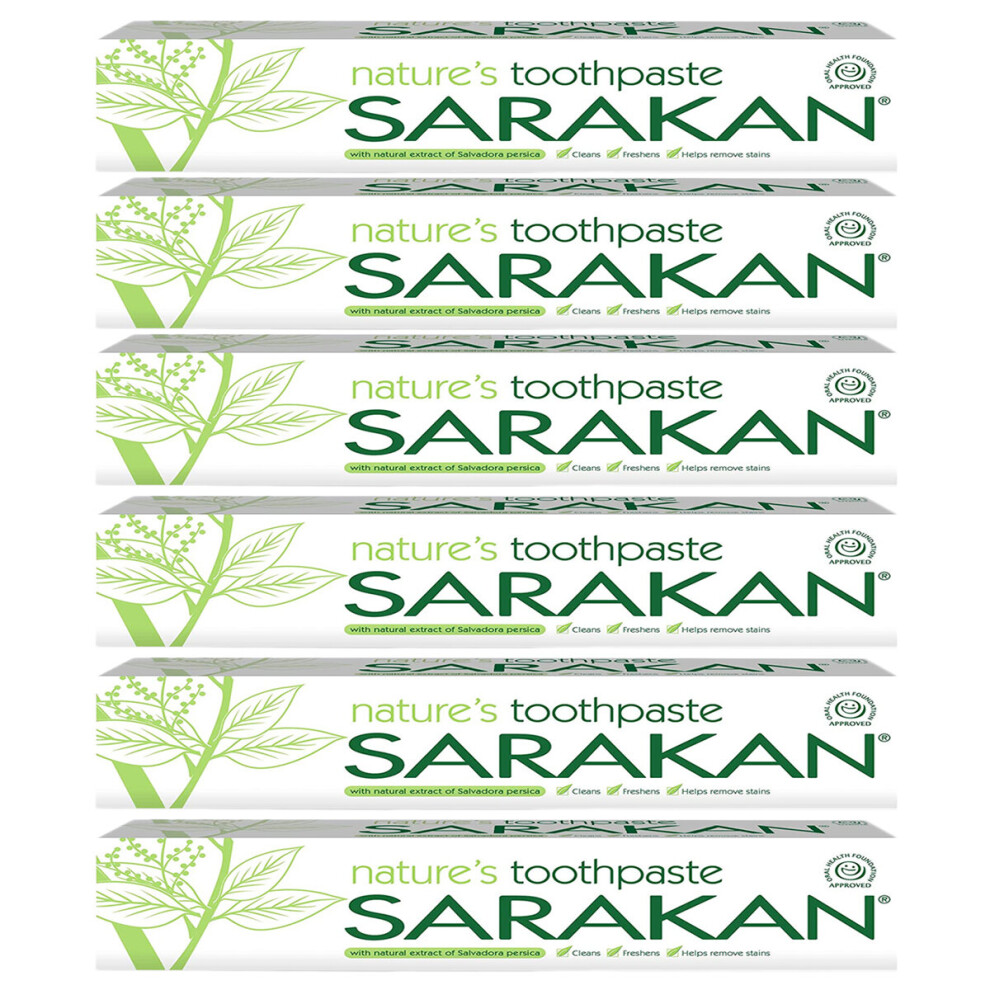 6 x Sarakan Nature's Vegan Toothpaste 50 ml