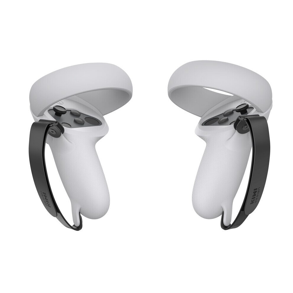 (White) Oculus Quest 2 Adjustable Anti-Throw Controller Grips Cover With Hand Strap