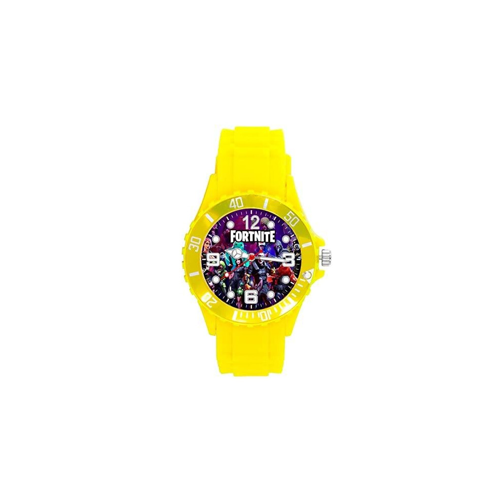 Yellow Silicone Quartz Watch for Fans of Fortnite