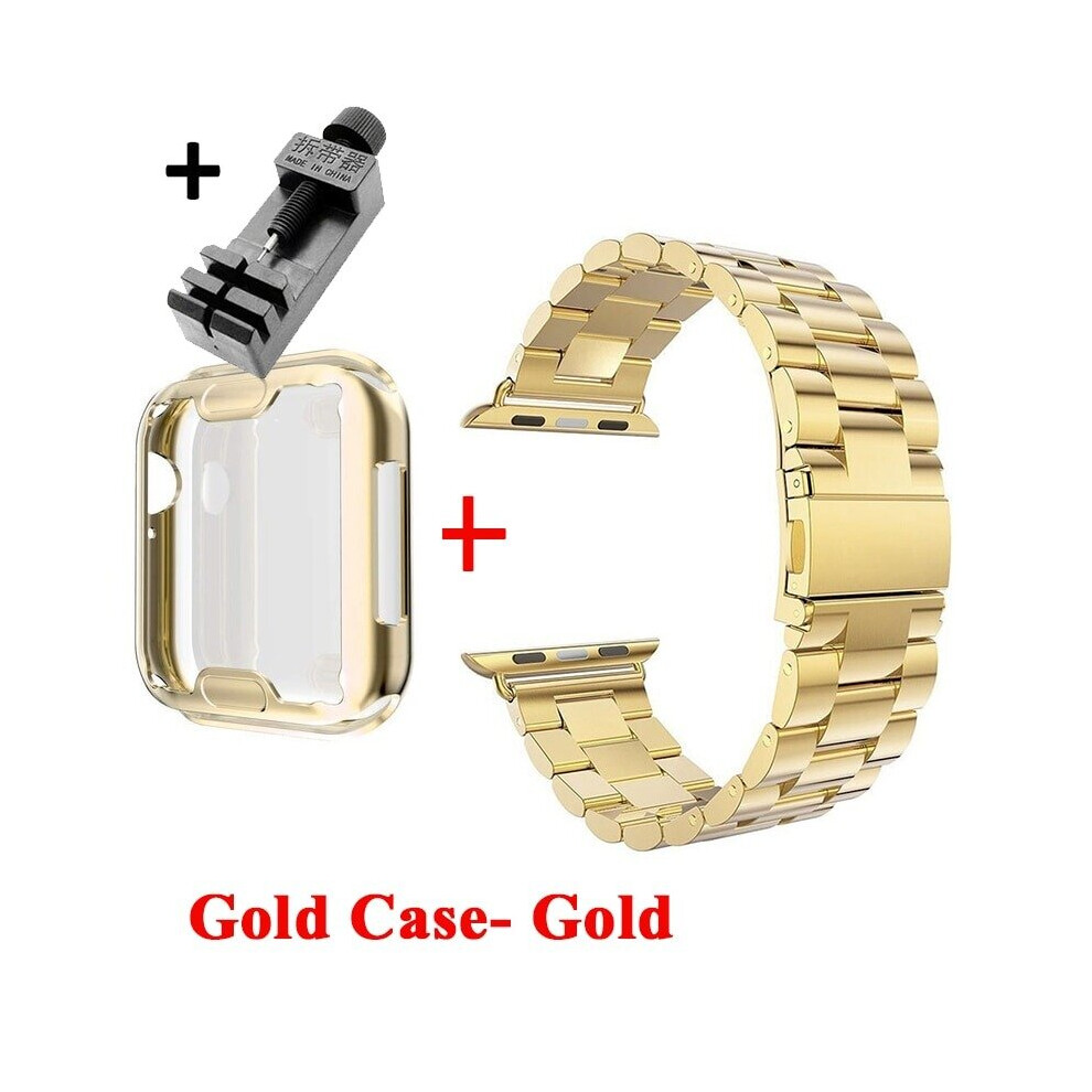 (Gold Case / Gold Bracelet, 40mm) Premium Watch Case & Stainless Steel Bracelet For Apple Watch