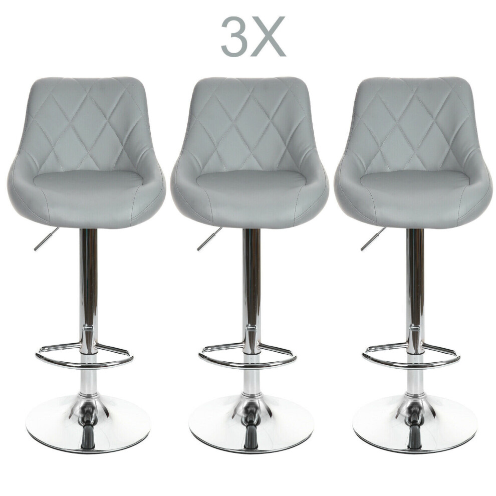 3pcs Bar Stools Leather Swivel Lift Chair Breakfast Pub