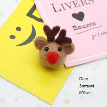 (Deer 3pcs) Christmas Tree Hanging Decoration Xmas Felt Wooden Decorations Gift Baubles