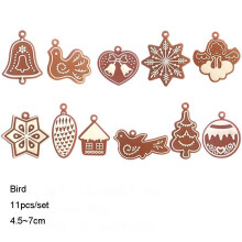 (Bird 11pcs) Christmas Tree Hanging Decoration Xmas Felt Wooden Decorations Gift Baubles