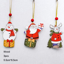 (Wood Deer 1pcs) Christmas Tree Hanging Decoration Xmas Felt Wooden Decorations Gift Baubles