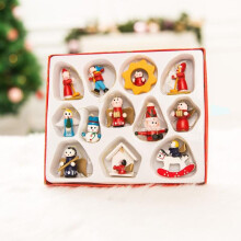 (B?12pcs?) Christmas Xmas Tree Decoration Traditional Wooden Hanging Ornament Toy Set