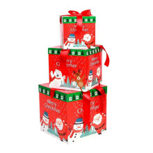 (Snowflake) 3pcs Premium Large Christmas Eve Gift Box With Lid & Ribbon Festive Xmas Boxes