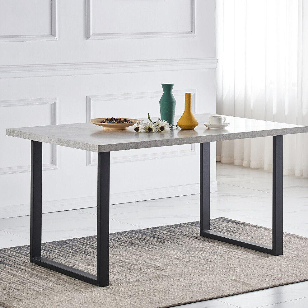 (Grey Marbel Effect Top) 4-6 People Wood Dining Table Kitchen Home