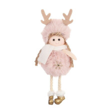 (Pink Snowflake) Christmas Angel Doll Toy Hanging Pendant Festival Ornament Xmas Tree Decoration