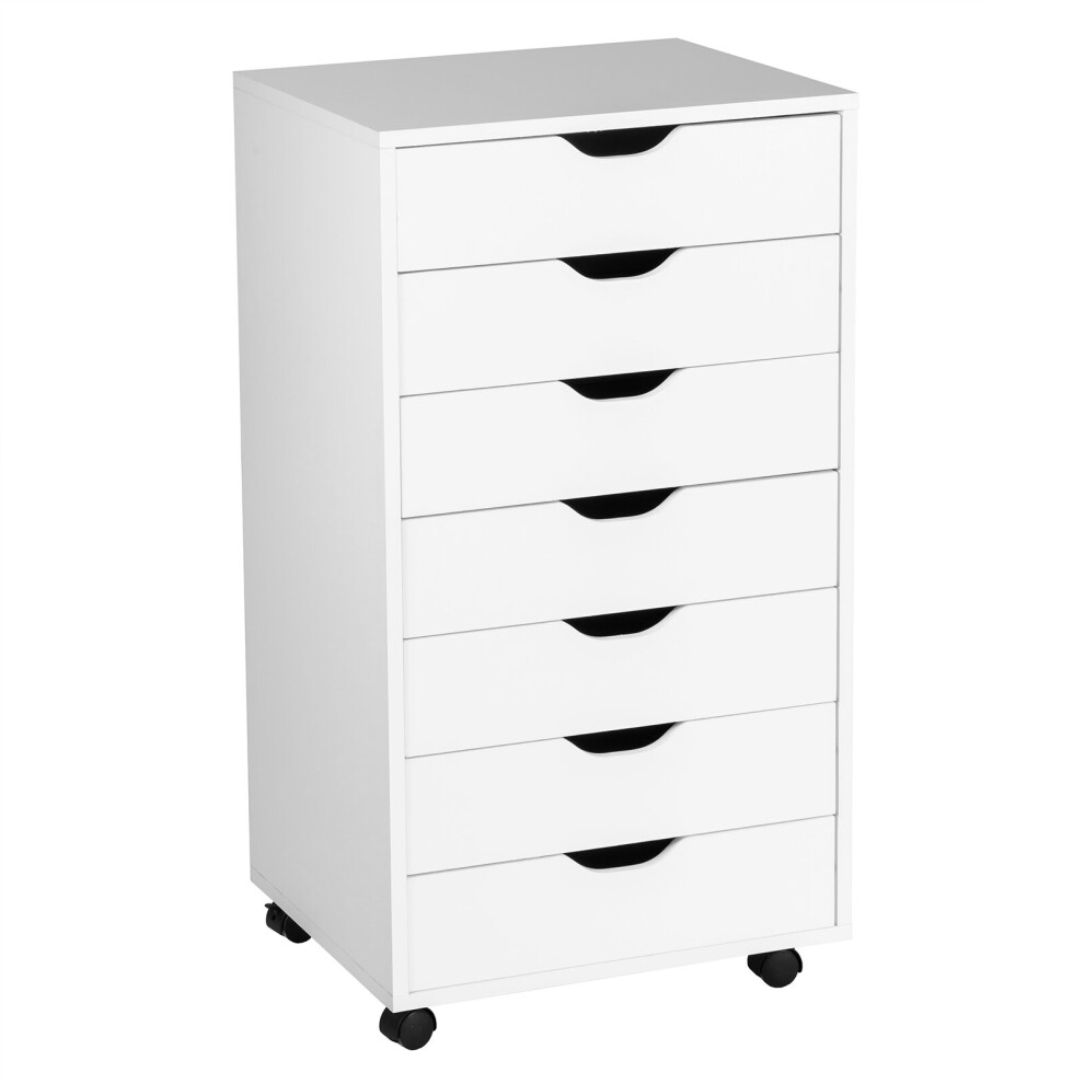 Mobile Lateral Filing Cabinet w/ Wheels & 7 Dressers Organizer Home Office White
