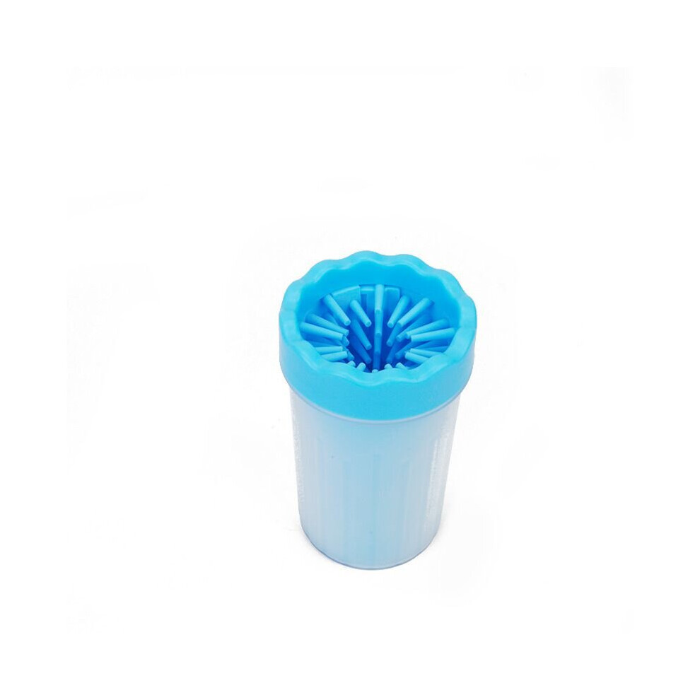 (Blue, L) Silicone Pet Foot Washer Cup-Portable Dog Cat Paw Cleaner Muddy Brush Wash Tool