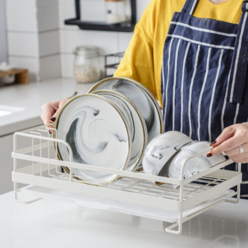 Living And Home (White) Dish Drainer Metal Disch Rack with Drip Tray Drainingboard Rack 2