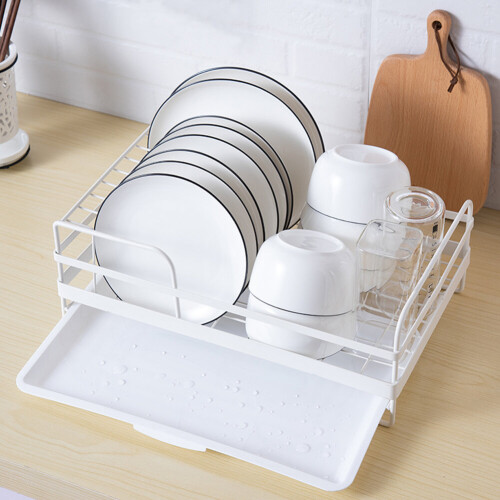 Living And Home (White) Dish Drainer Metal Disch Rack with Drip Tray Drainingboard Rack 1
