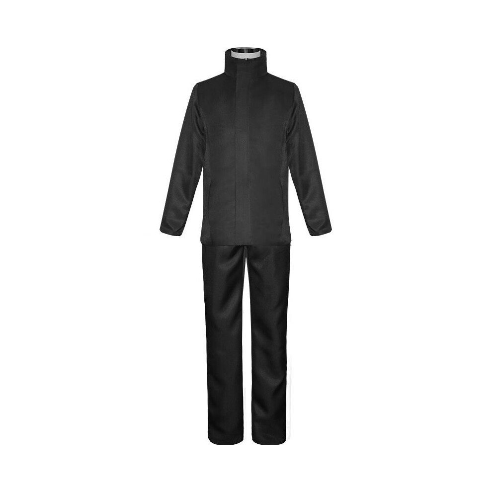 (Suit(Coat + Trousers), L) Jujutsu Kaisen Gojo Satoru Cosplay Costume Wig Men School Uniform Suit Outfit Black