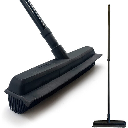 Long handled Pet Hair Dust Removal Rubber Broom