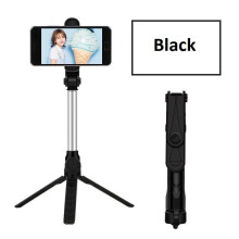 (Black) Tripod Monopod Bluetooth Telescopic Selfie Stick