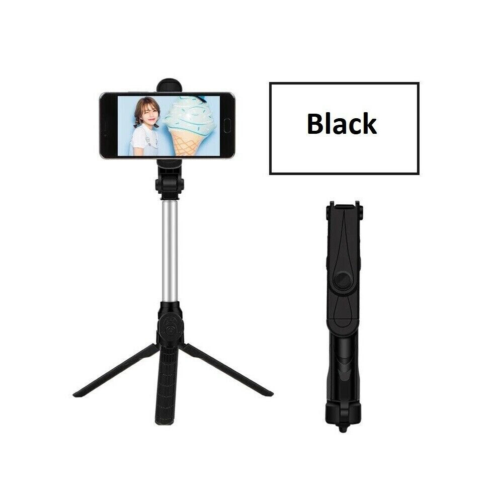 (Black) Tripod Monopod Bluetooth Telescopic Selfie Stick