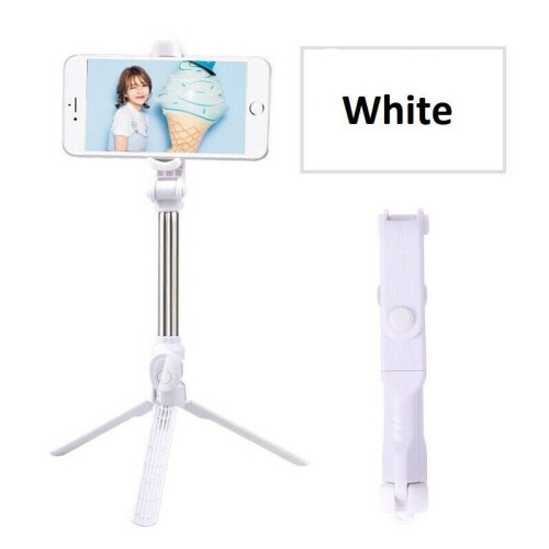 (White) Tripod Monopod Bluetooth Telescopic Selfie Stick