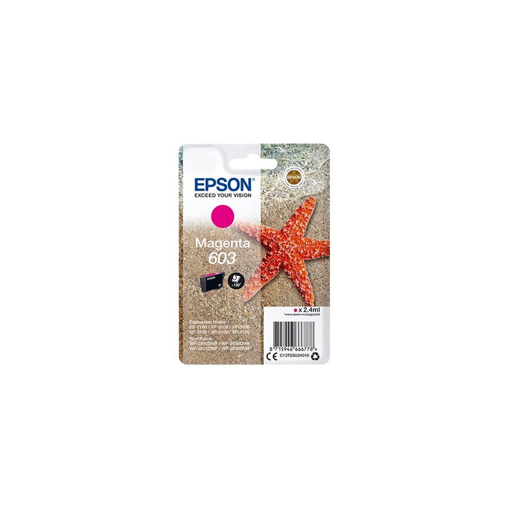 Epson 603 Ink Cartridge Magenta Inkjet 130 Pages 1 Pack C13T03U34010