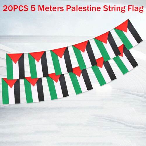 14*21cm 20PCS 5Meter Palestine String Flag Polyester Banners Office Home Decor 2