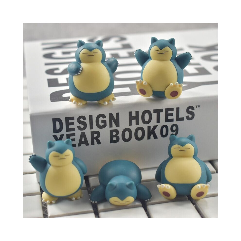 5pcs Pokemon Go Pocket Monster Snorlax Action Figure Doll Cake Topper Kids Toy