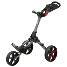 (Gun Metal/Red) Powakaddy Golf CUBE Cart 3 Wheel Pull / Push Golf Trolley