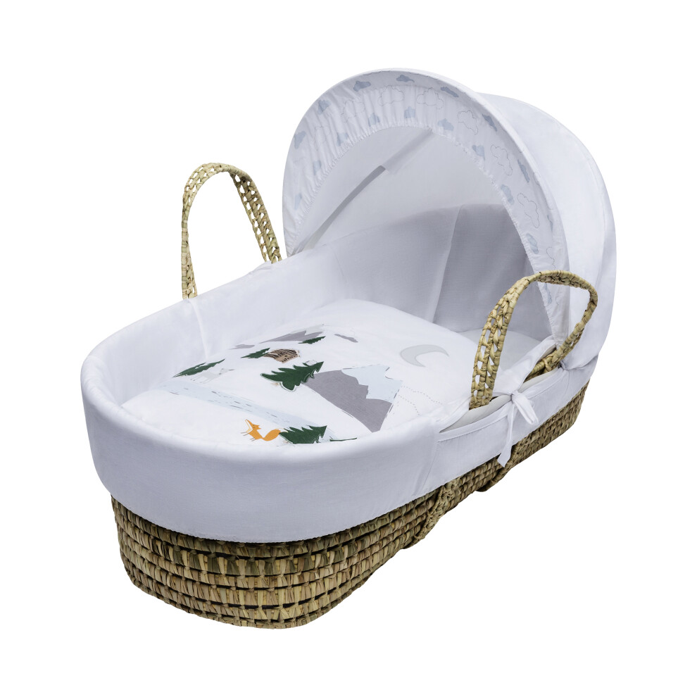 Wild in the Mountains Palm Moses Basket with Mattress and Padded Liner