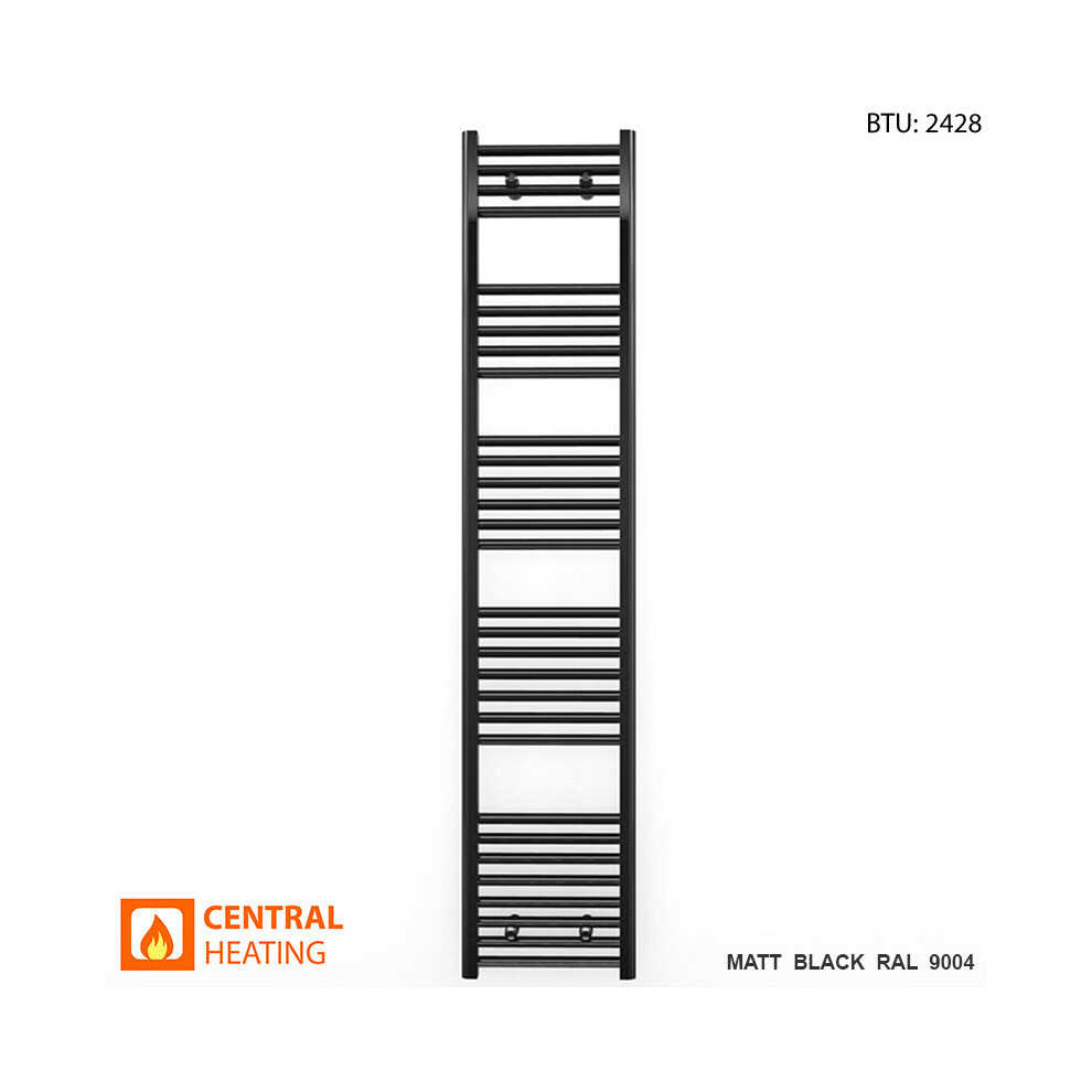 (Black Straight Valves, 400 X 1700Mm (Btu: 2428)) 400Mm Wide Black Towel Rail Radiator With Valves 9028009405030