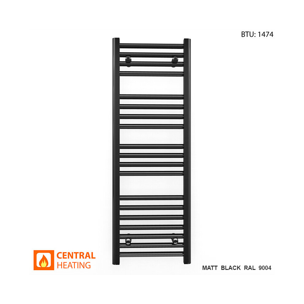 (Black Straight Valves, 400 X 1000Mm (Btu: 1474)) 400Mm Wide Black Towel Rail Radiator With Valves 9028009404996