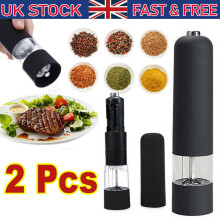 2-Piece Electric Salt & Pepper Grinder Set - Cordless, Adjustable Coarseness, Stainless Steel & ABS, Leak-Proof, One-Hand Operation