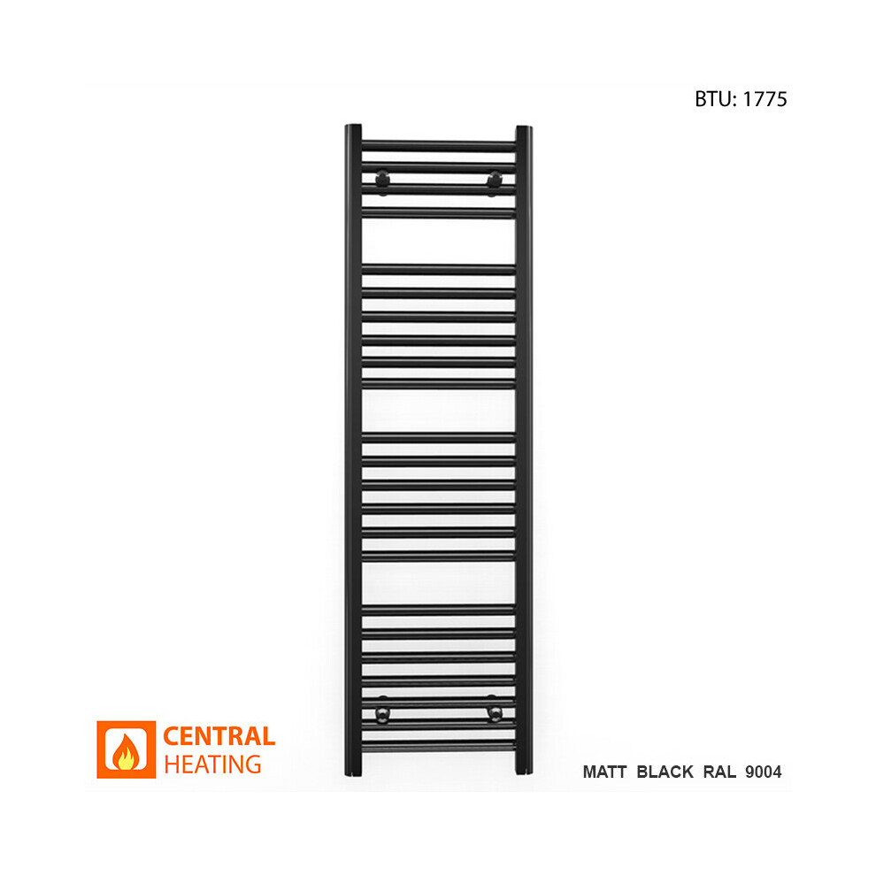 (Trv Black Straight Valves, 400 X 1200Mm (Btu: 1775)) 400Mm Wide Black Towel Rail Radiator With Valves 9028009405207