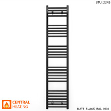 (TRV Black Angled Valves, 400 x 1600mm (BTU: 2243)) 400mm Wide Black Towel Rail Radiator With Valves