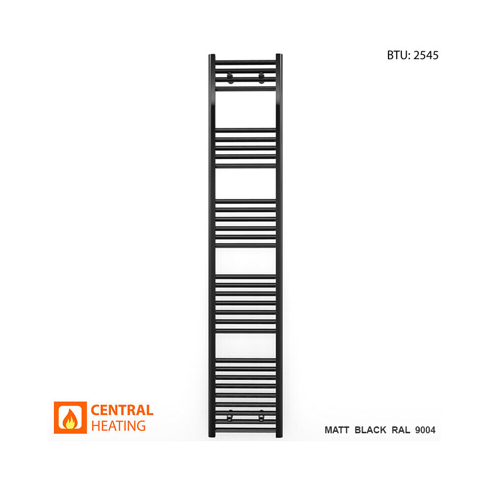 (Trv Black Angled Valves, 400 X 1800Mm (Btu: 2545)) 400Mm Wide Black Towel Rail Radiator With Valves 9028009405344