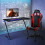 Costway Z-Shape Computer Desk Workstation w/ LED Lights & Carbon Fibre Surface 2