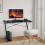 Costway Z-Shape Computer Desk Workstation w/ LED Lights & Carbon Fibre Surface 7