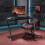Costway Z-Shape Computer Desk Workstation w/ LED Lights & Carbon Fibre Surface 8