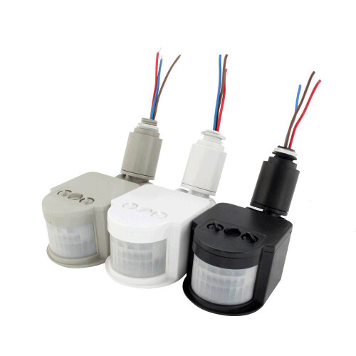 (Black 12-24V) PIR Motion Sensor 220V 12V Movement Detector Rotating Outdoor Timer Light Switch 1