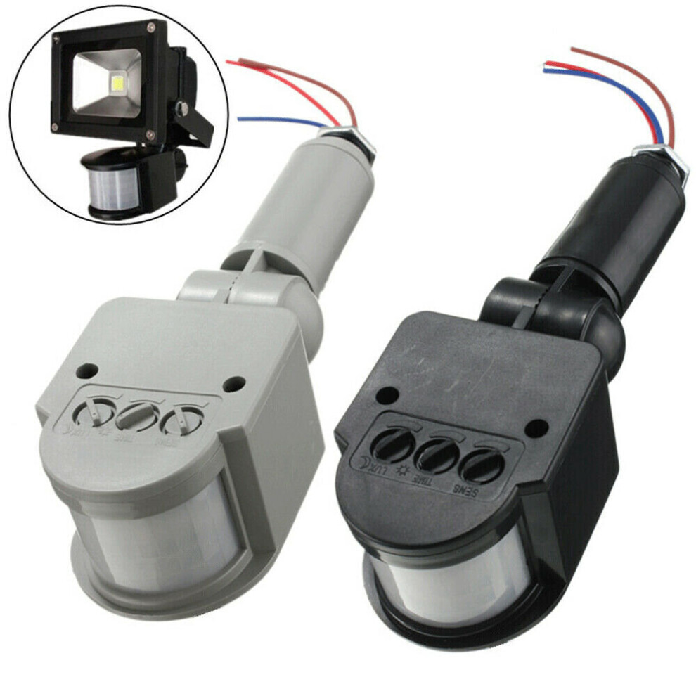 (Black 85-265V) PIR Motion Sensor 220V 12V Movement Detector Rotating Outdoor Timer Light Switch