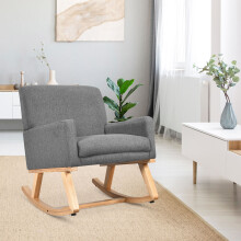 Fabric Upholstered Rocking Chair Relax Rocker w/ Padded Seat
