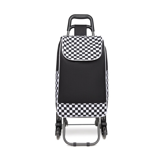 (Black) 6 Wheel Push Shopping Trolley