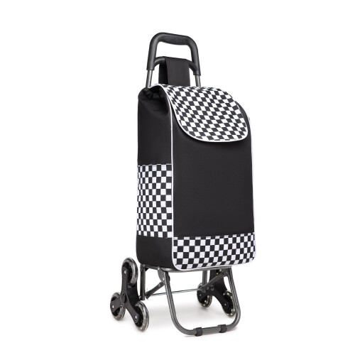 (Black) 6 Wheel Push Shopping Trolley 1