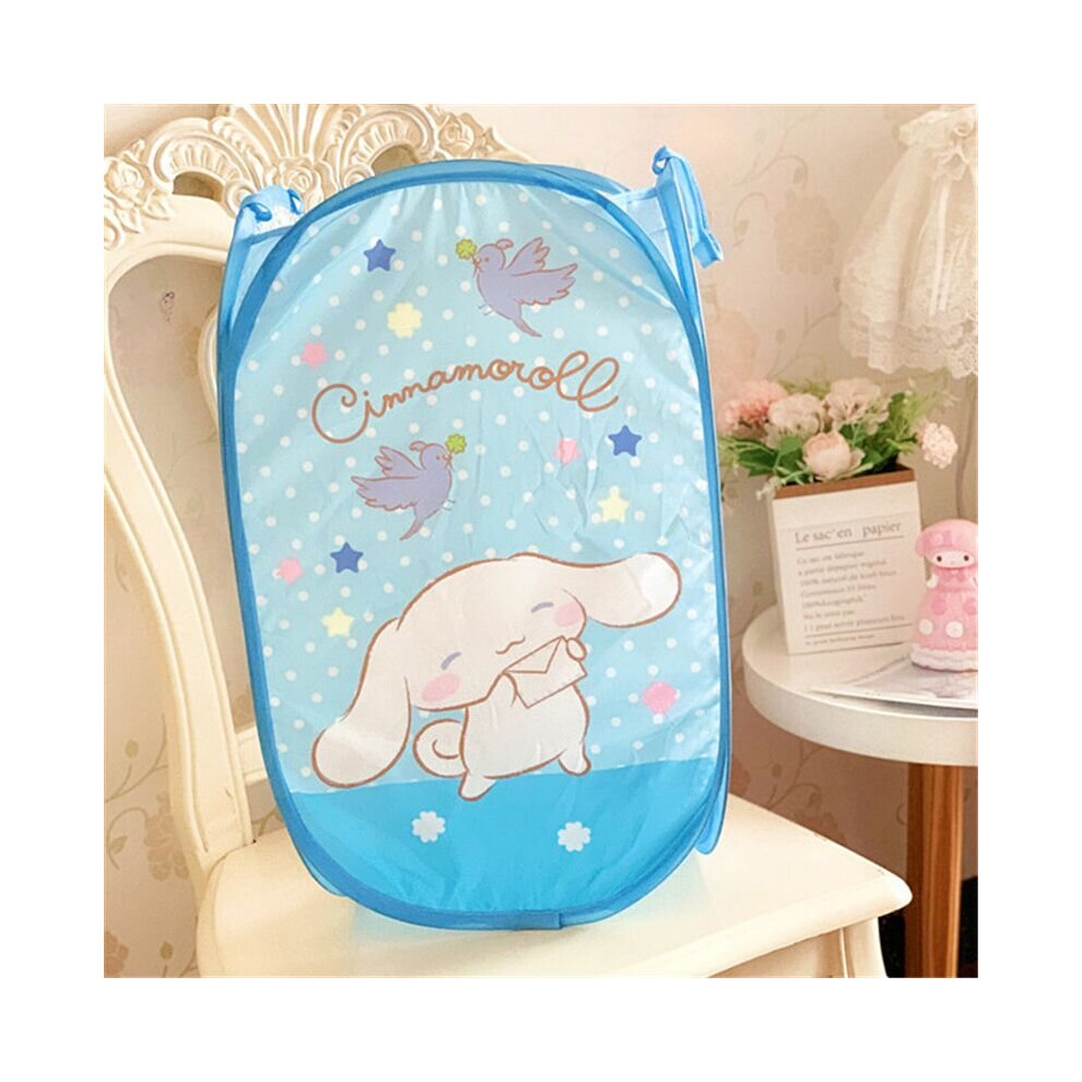 (Cinnamoroll) Collapsible Washing Laundry Clothes Foldable Basket Toy Storage Mesh Bag Hamper