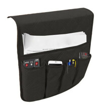 (Black) 5 Pocket Sofa Chair Arm Rest Organiser Tray Armchair Caddy Storage Holder
