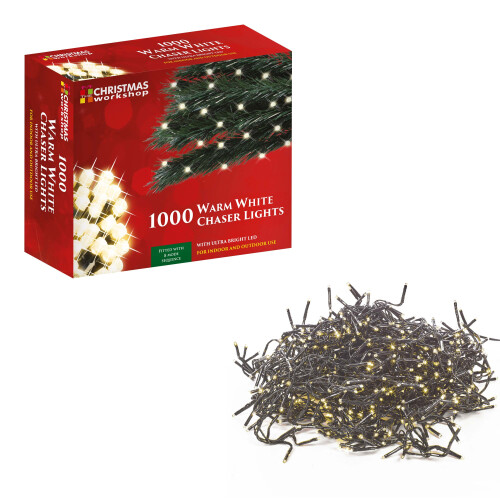 The Christmas Workshop 86340 1000 Warm White LED Chaser String Lights